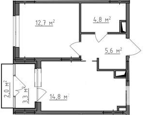 1-к квартира, вторичка, 40м2, 4/9 этаж