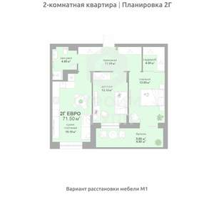 2-к квартира, вторичка, 72м2, 7/17 этаж