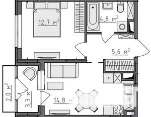 1-к квартира, вторичка, 40м2, 4/9 этаж
