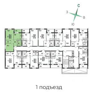 2-к квартира, вторичка, 45м2, 10/17 этаж