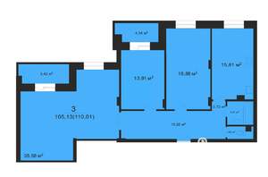 3-к квартира, вторичка, 110м2, 1/15 этаж