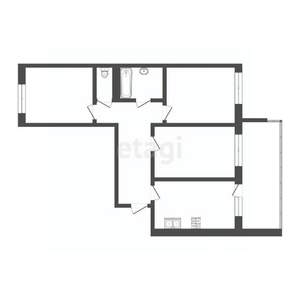3-к квартира, сданный дом, 75м2, 6/7 этаж