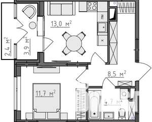 1-к квартира, вторичка, 41м2, 5/9 этаж