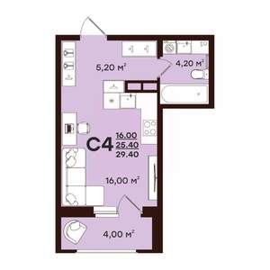 Студия квартира, вторичка, 29м2, 8/17 этаж