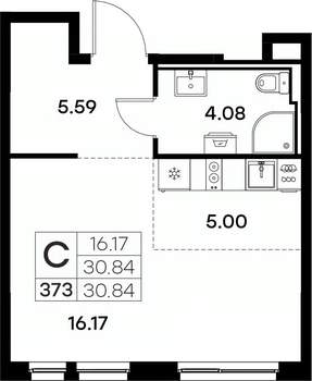 Студия квартира, вторичка, 31м2, 5/17 этаж