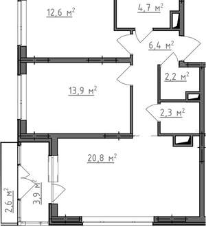 2-к квартира, вторичка, 66м2, 3/9 этаж