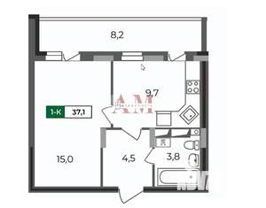 1-к квартира, вторичка, 37м2, 16/17 этаж