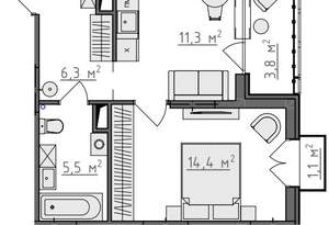 1-к квартира, вторичка, 40м2, 5/9 этаж