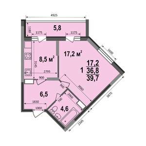 1-к квартира, строящийся дом, 40м2, 3/17 этаж