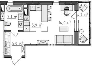 Студия квартира, вторичка, 32м2, 5/9 этаж
