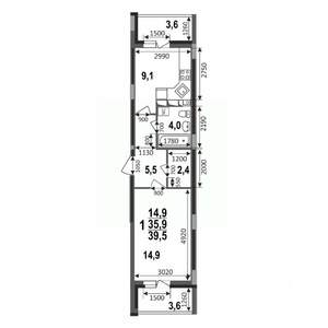 1-к квартира, вторичка, 40м2, 10/17 этаж