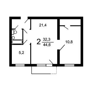 2-к квартира, вторичка, 46м2, 3/9 этаж