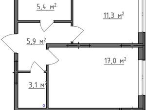 1-к квартира, вторичка, 43м2, 1/9 этаж