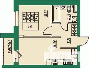 1-к квартира, вторичка, 36м2, 7/8 этаж