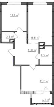 2-к квартира, вторичка, 70м2, 4/9 этаж