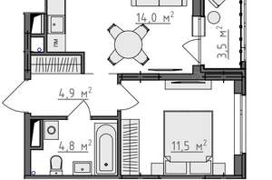 1-к квартира, вторичка, 37м2, 9/9 этаж