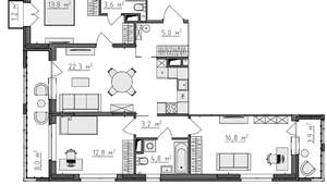 3-к квартира, вторичка, 89м2, 7/9 этаж