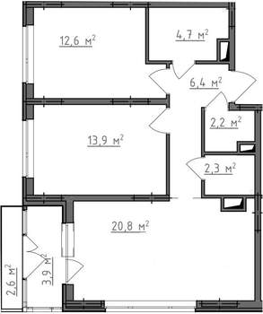 2-к квартира, вторичка, 66м2, 3/9 этаж