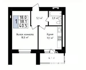 Студия квартира, вторичка, 40м2, 1/14 этаж