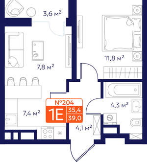 1-к квартира, вторичка, 37м2, 6/9 этаж