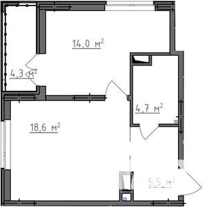 1-к квартира, вторичка, 45м2, 8/9 этаж
