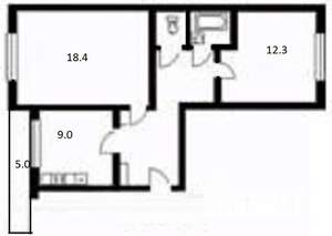 2-к квартира, вторичка, 53м2, 3/5 этаж