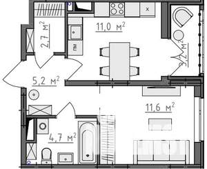1-к квартира, вторичка, 37м2, 9/9 этаж