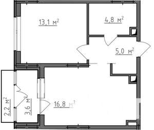 1-к квартира, вторичка, 42м2, 4/9 этаж