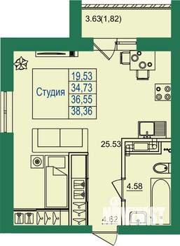 Студия квартира, вторичка, 37м2, 1/8 этаж