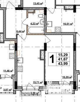 1-к квартира, вторичка, 44м2, 8/8 этаж