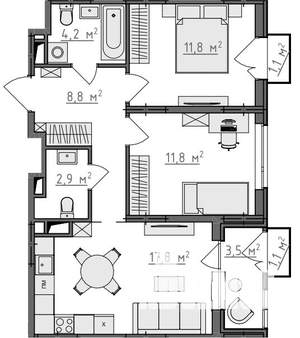 2-к квартира, вторичка, 60м2, 4/9 этаж