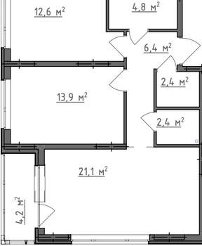 Студия квартира, вторичка, 66м2, 1/9 этаж