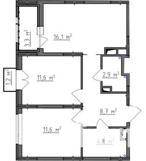 2-к квартира, вторичка, 58м2, 7/9 этаж