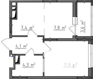 1-к квартира, вторичка, 37м2, 8/9 этаж