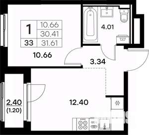 1-к квартира, вторичка, 32м2, 4/17 этаж