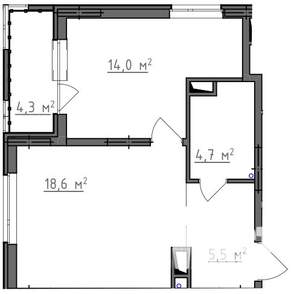 1-к квартира, вторичка, 45м2, 2/9 этаж