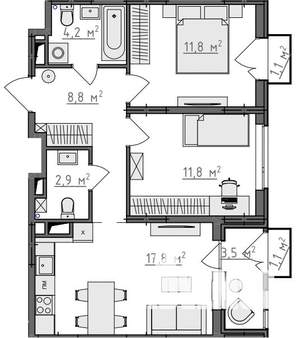 2-к квартира, вторичка, 60м2, 2/9 этаж