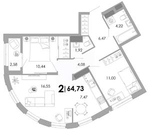 3-к квартира, вторичка, 65м2, 8/17 этаж