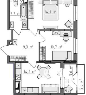 2-к квартира, вторичка, 56м2, 4/9 этаж