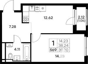 1-к квартира, вторичка, 39м2, 11/17 этаж