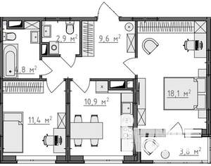 2-к квартира, вторичка, 60м2, 8/9 этаж