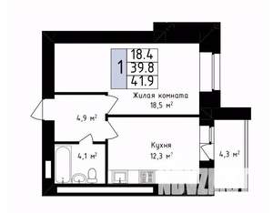 1-к квартира, вторичка, 42м2, 5/14 этаж