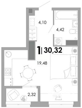 1-к квартира, вторичка, 30м2, 11/17 этаж