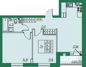 2-к квартира, вторичка, 56м2, 2/8 этаж
