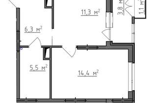 1-к квартира, вторичка, 40м2, 8/9 этаж