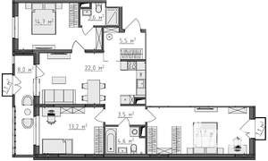 3-к квартира, вторичка, 93м2, 3/9 этаж