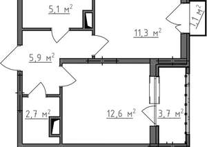 1-к квартира, вторичка, 40м2, 2/9 этаж