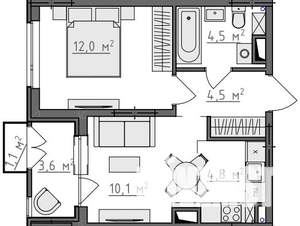 1-к квартира, вторичка, 38м2, 3/9 этаж