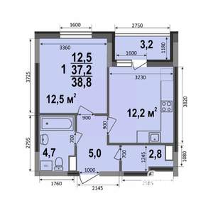 1-к квартира, строящийся дом, 39м2, 2/17 этаж