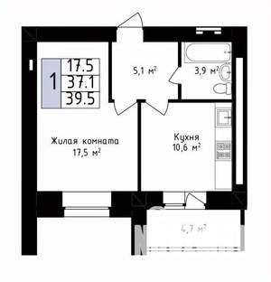 1-к квартира, вторичка, 40м2, 3/14 этаж